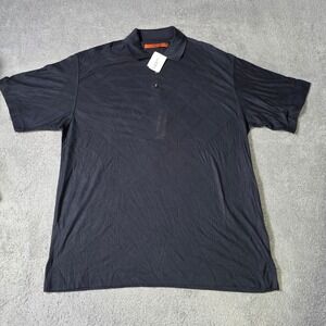 Axis Mens Large Polo Shirt Navy Blue Mercerized Cotton Textured H2106 IBL L